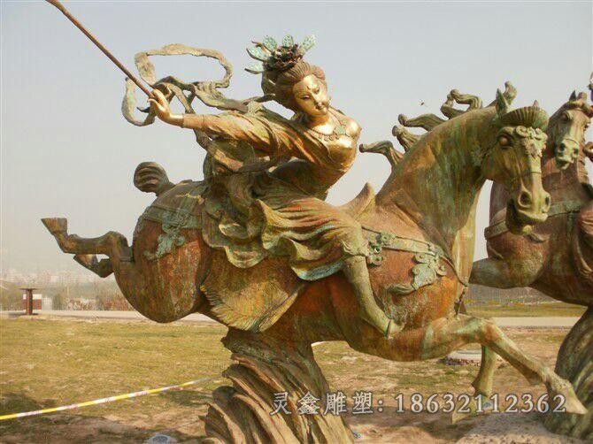 骑马人物景观标志铜雕