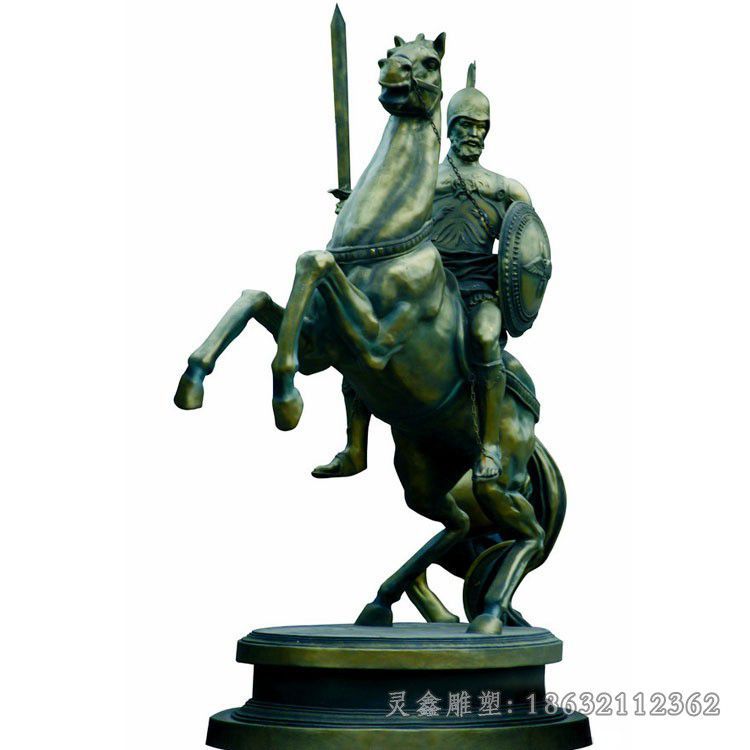 青铜骑马景观人物铜雕