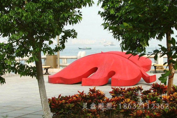 不锈钢彩绘树叶标志雕塑