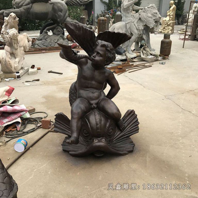 儿童天使人物景观铜雕