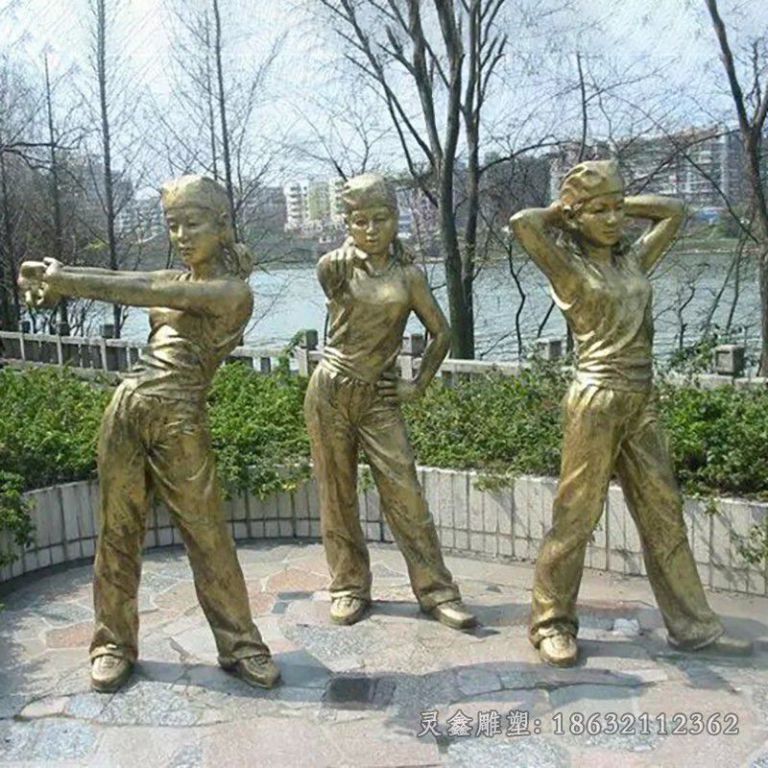 跳舞抽象景观人物铜雕