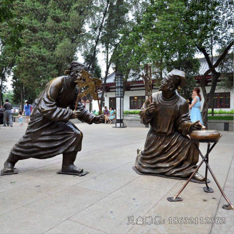 皮影戏民俗景观铜雕