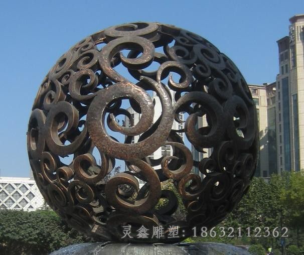 抽象镂空球公园景观铜雕