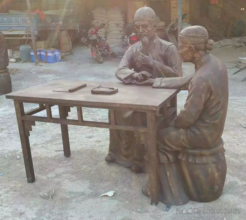 古代把脉人物景观铜雕