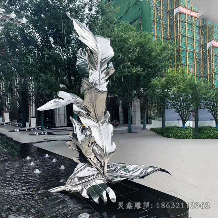 镜面不锈钢树叶景观雕塑