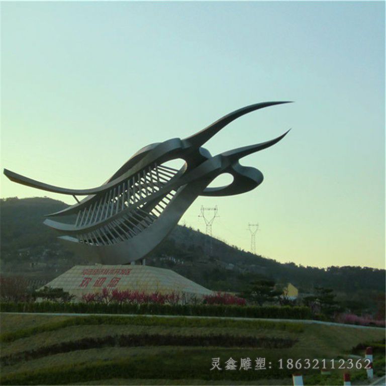 景区不锈钢抽象树叶雕塑