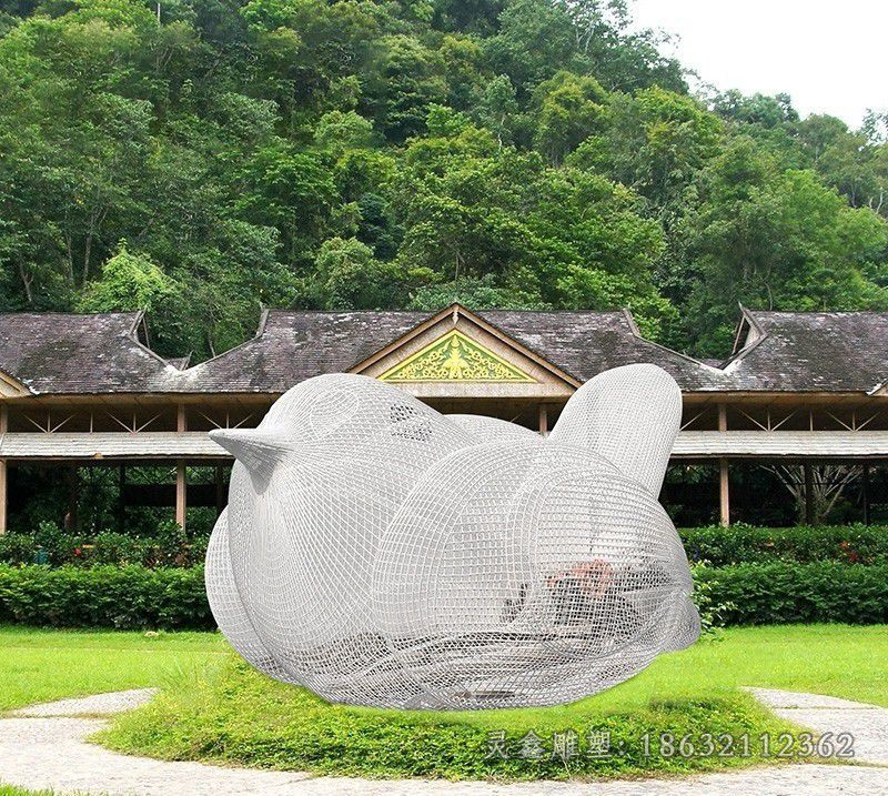 不锈钢镂空小鸟抽象雕塑