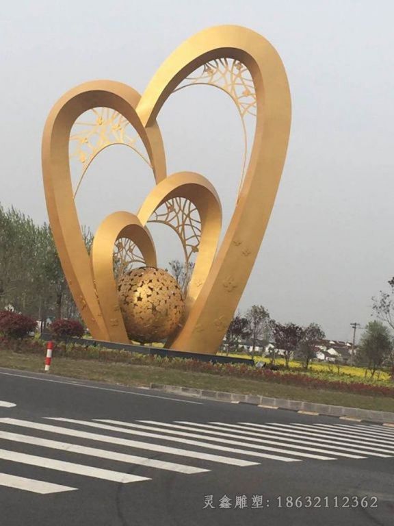 不锈钢心形抽象标志雕塑