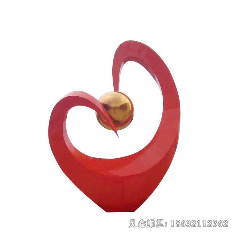 不锈钢心形抽象彩绘雕塑