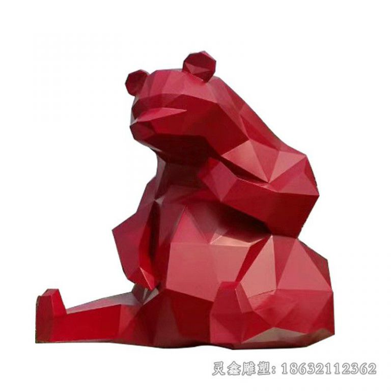 不锈钢彩绘熊几何雕塑