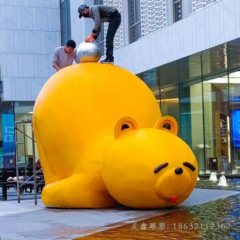 不锈钢抽象熊动物雕塑