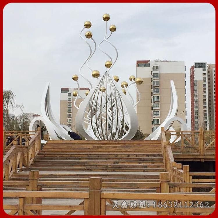 不锈钢鲜花校园景观雕塑