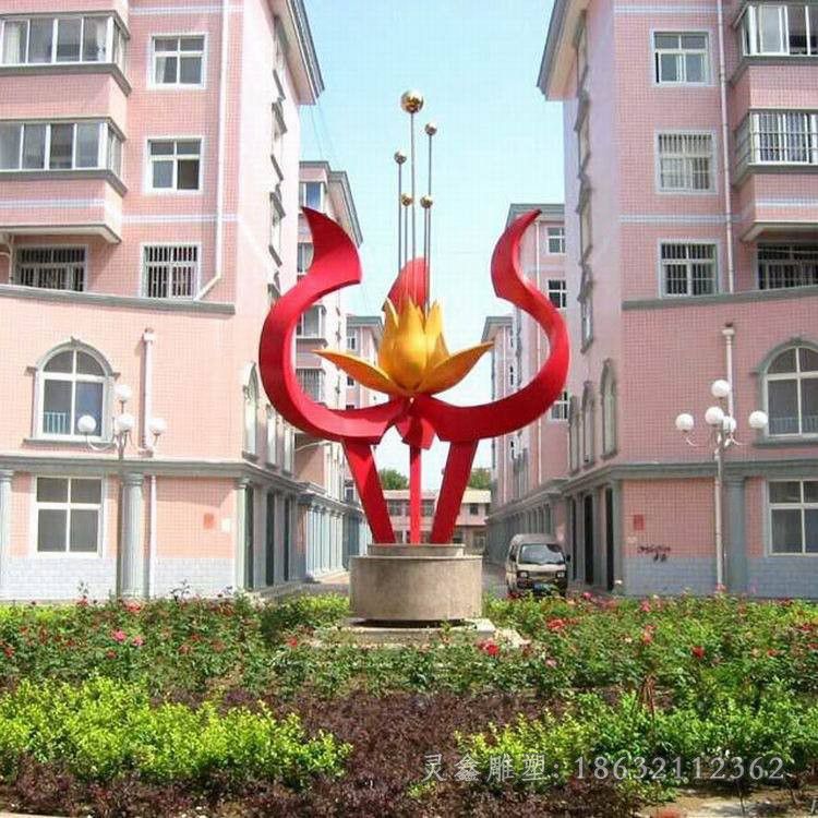 不锈钢鲜花公园景观雕塑