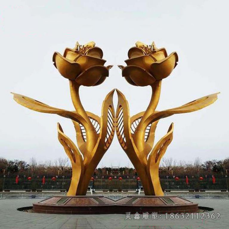 不锈钢鲜花景区景观雕塑