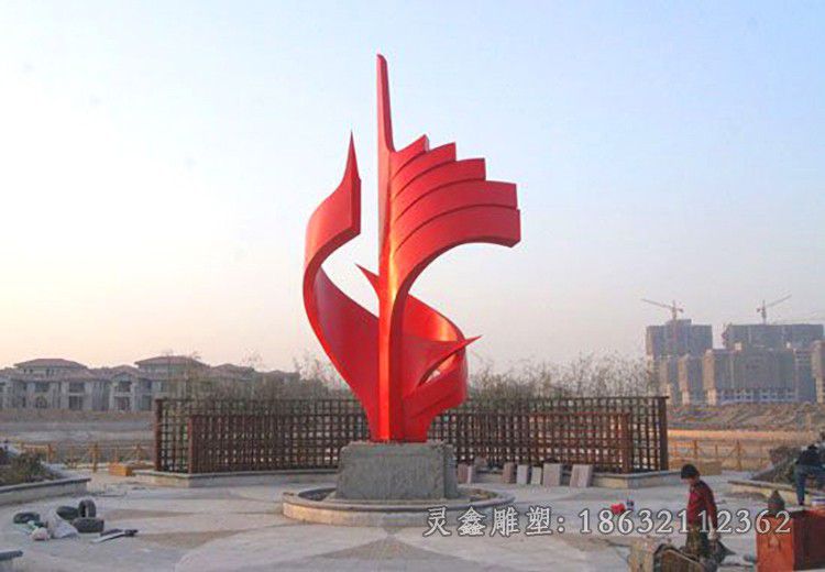 不锈钢抽象景观彩绘雕塑