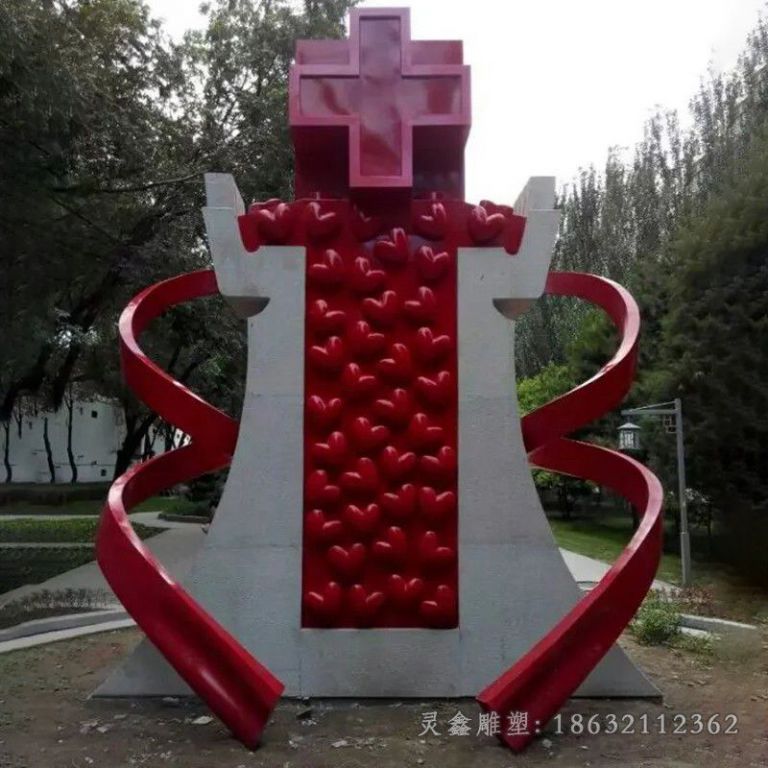 不锈钢医院爱心景观雕塑