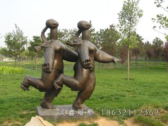小女孩抽象人物铜雕