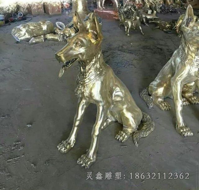 招财狗动物景观铜雕