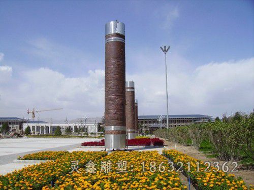 柱子广场景观抽象铜雕