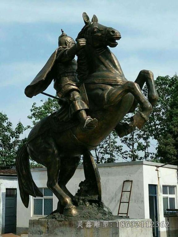 骑马战士街边景观铜雕