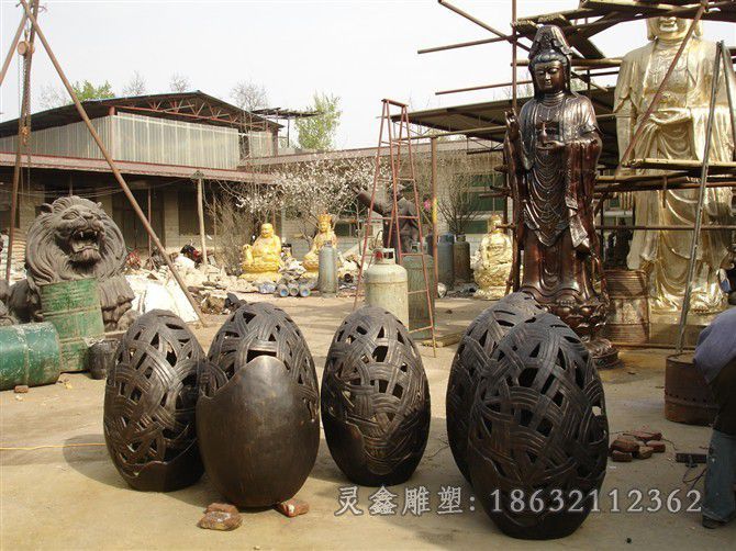 抽象镂空球街边景观铜雕