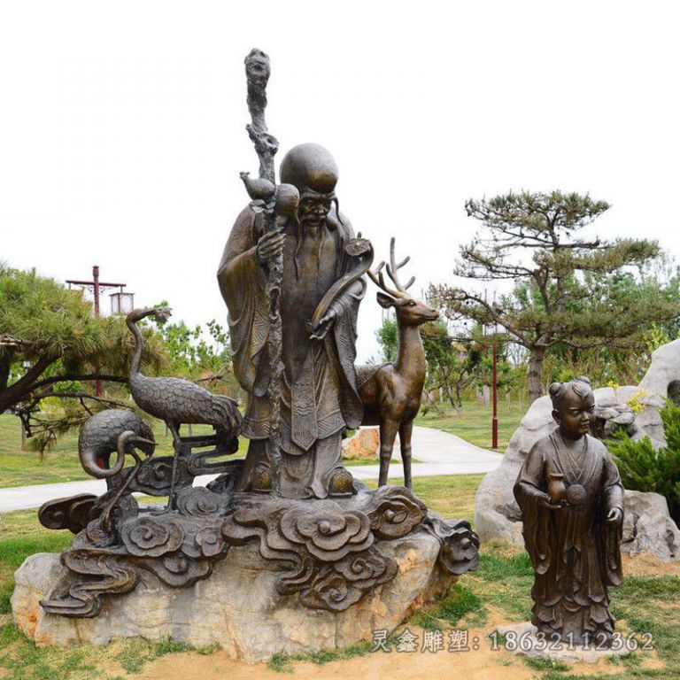童子祝寿大寿星景观铜雕