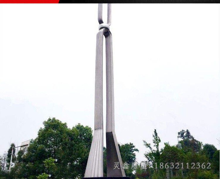 不锈钢钥匙环抽象景观雕塑