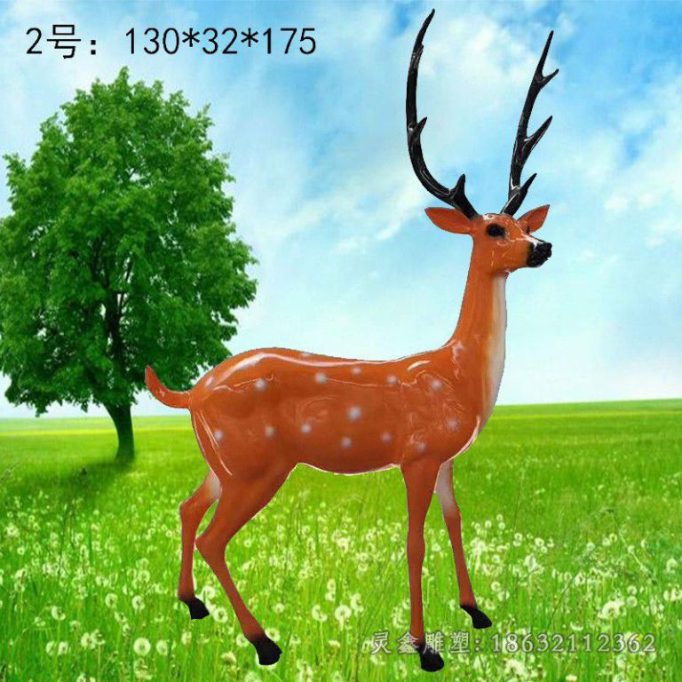 不锈钢彩绘小鹿动物雕塑