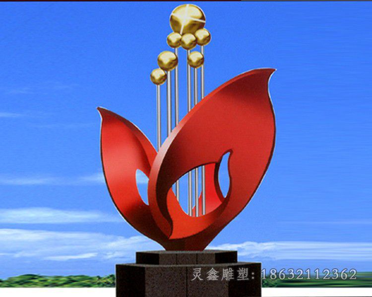 不锈钢绽放彩绘标志雕塑