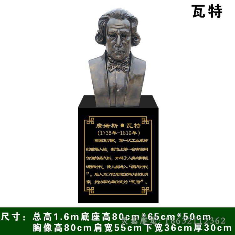 名人瓦特胸像景观铜雕