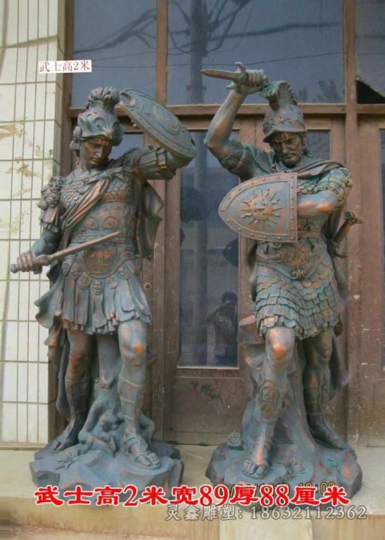 西方战士人物景观铜雕