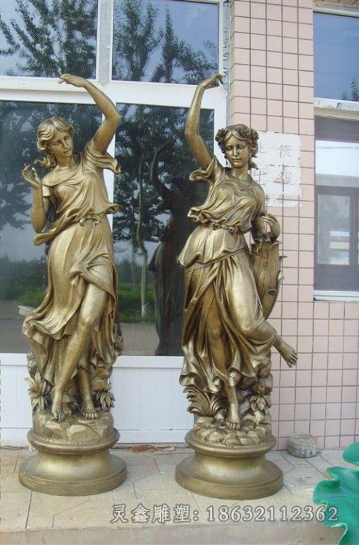 西方美女街边景观铜雕