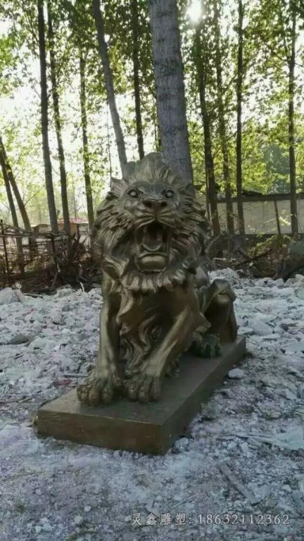 趴姿西洋狮子景观铜雕