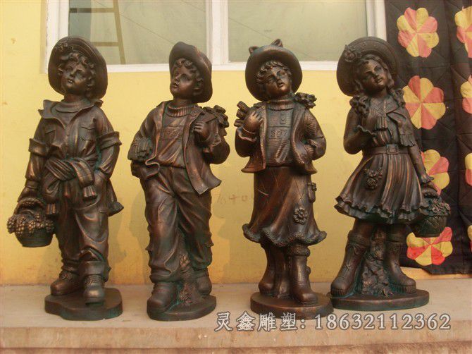 西方小孩城市人物铜雕