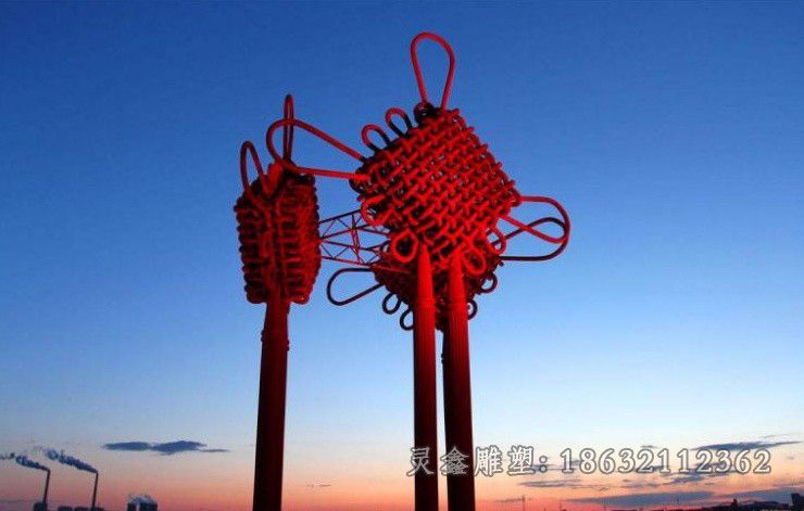 不锈钢彩绘中国结园林雕塑
