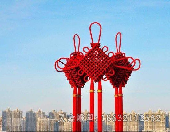 不锈钢彩绘中国结景区雕塑