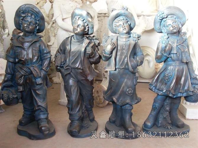 西方小孩景观人物铜雕