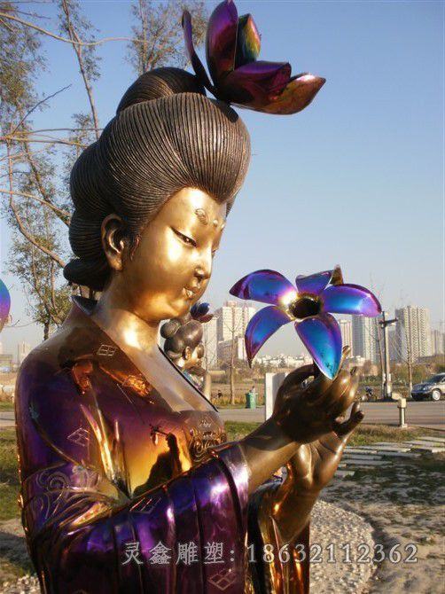 仙女景区人物景观铜雕