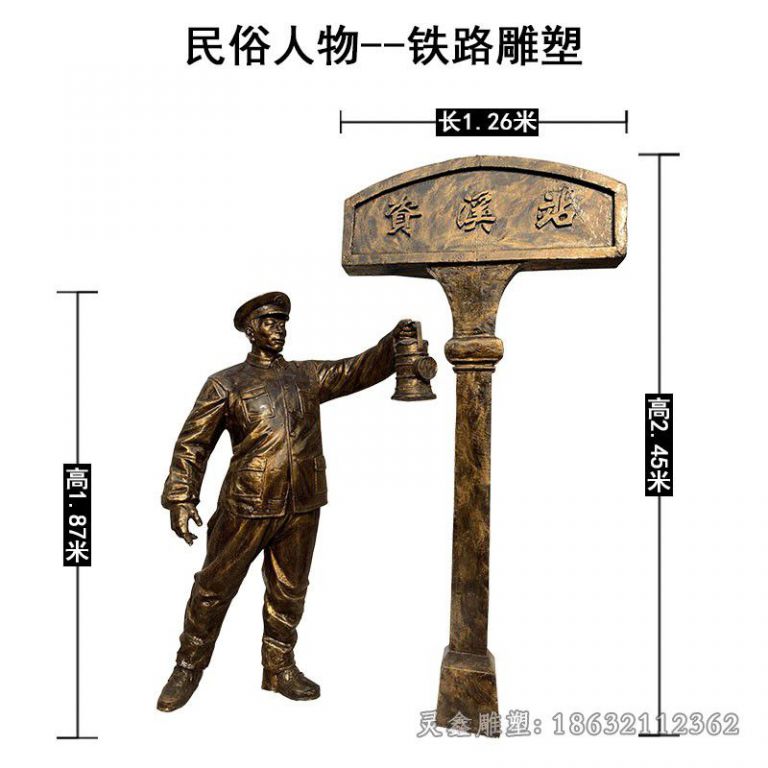 现代人物铁路景观铜雕