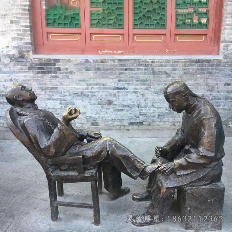 修脚人物街边景观铜雕