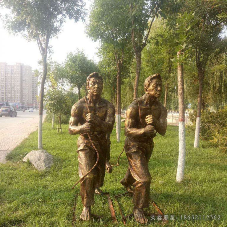 农耕街边人物景观铜雕