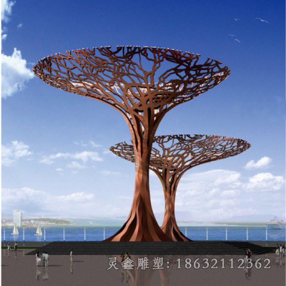 不锈钢抽象树镂空雕塑