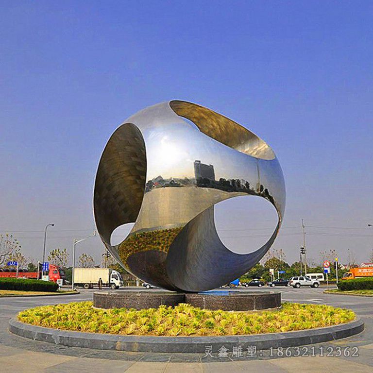 不锈钢抽象圆球景观雕塑