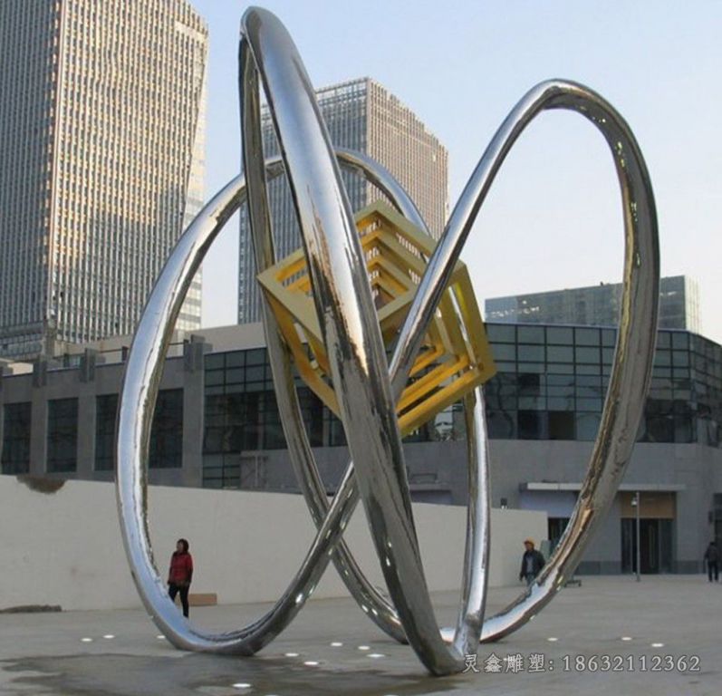 不锈钢镜面抽象标志雕塑