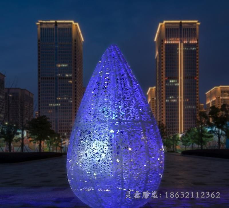 不锈钢发光镂空标志雕塑
