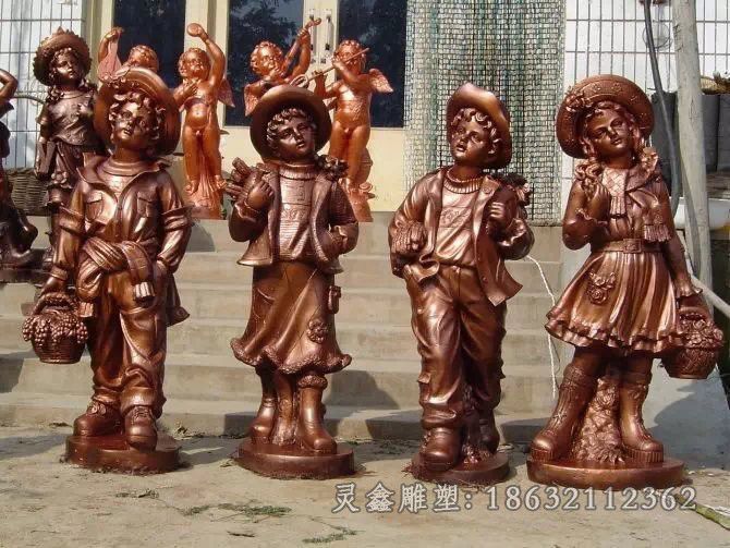 西方小孩园林景观铜雕