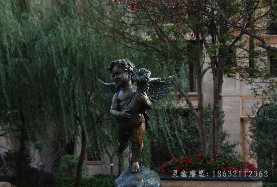 西方小孩园林人物铜雕