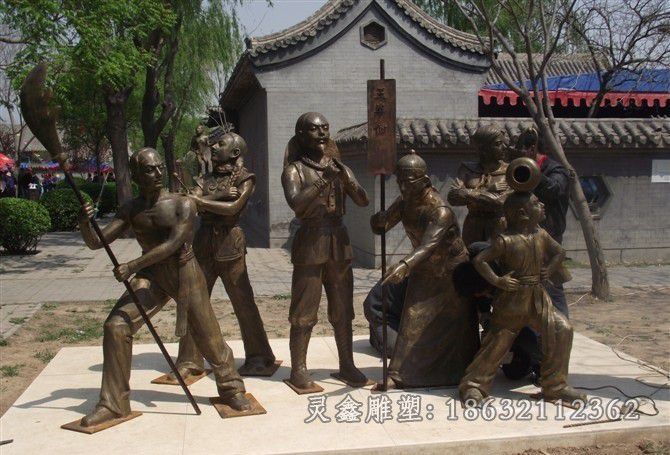 演杂耍街边景观铜雕