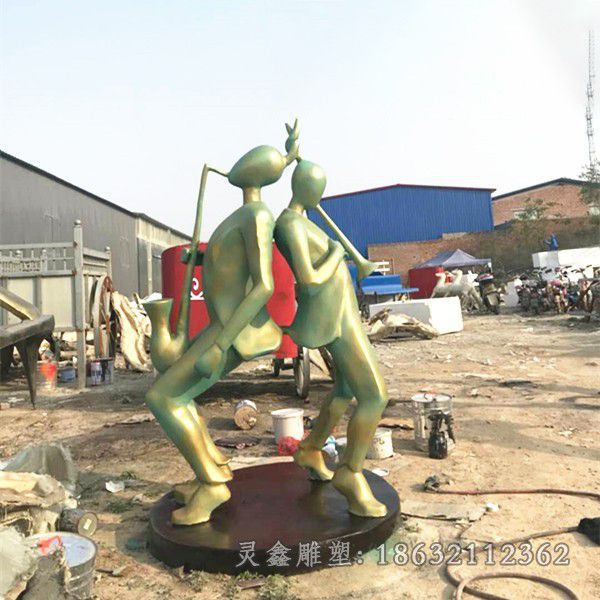 彩绘抽象人物小品铜雕