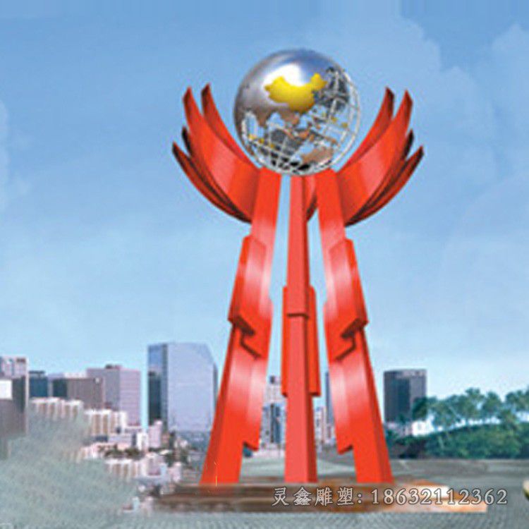 不锈钢抽象地球仪抽象雕塑